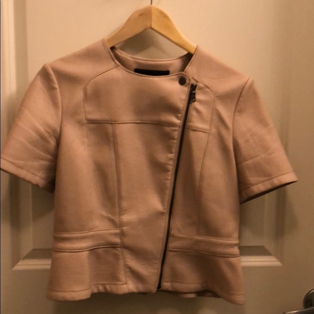 Real leather BCBG Max Azria light pink top.